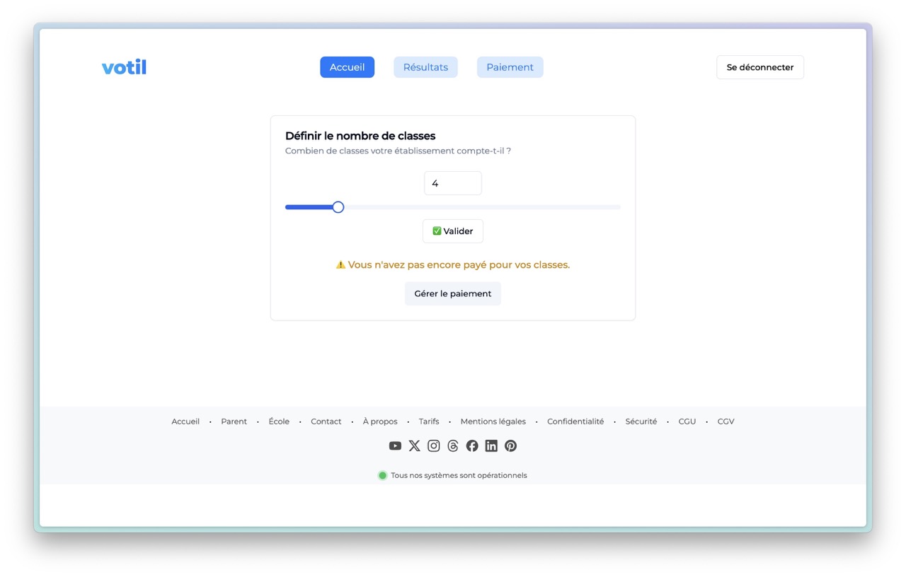 Interface pour définir le nombre de classes dans Votil